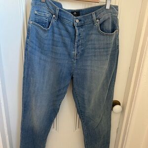 7 For All Mankind Josefina Jeans Sz 32 Faded Wash Stretch Denim Button Fly‎ 7FAM